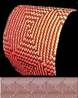 1 Drop Even Peyote Bead Pattern - Candy Cane Maze Cuff Bracelet