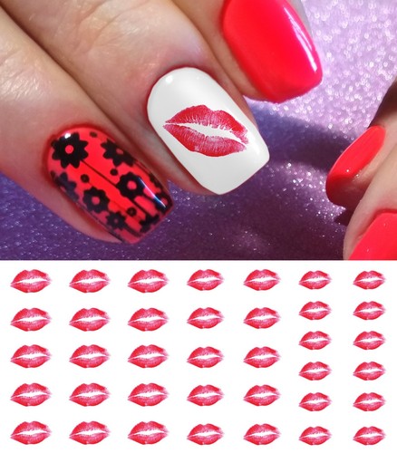 Kiss Lips Nail Art Waterslide Decals- Great for Valentines Day! Salon Quality!