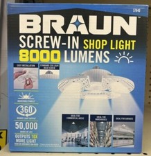  NEW Super Bright 8000 Lumen Adjustable Head Screw-In LED Shop Garage Light