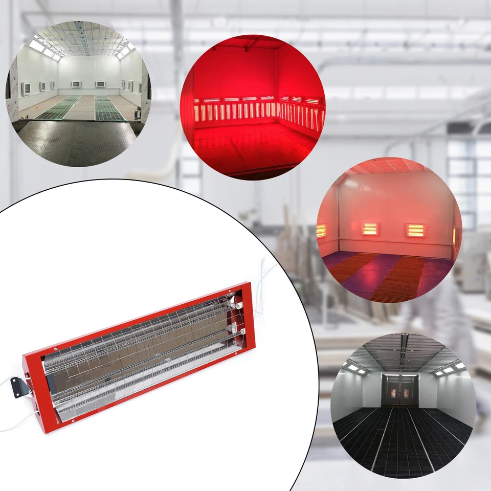 2PCS 2000W Infrared Paint Curing Lamp Spray Booth Baking Lamp Heating Red Light Foto 2 de 4