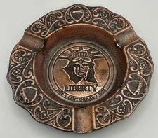Vintage Bronze Lady Statue of Liberty Centennial Anniversary 1986 Ashtray 5"