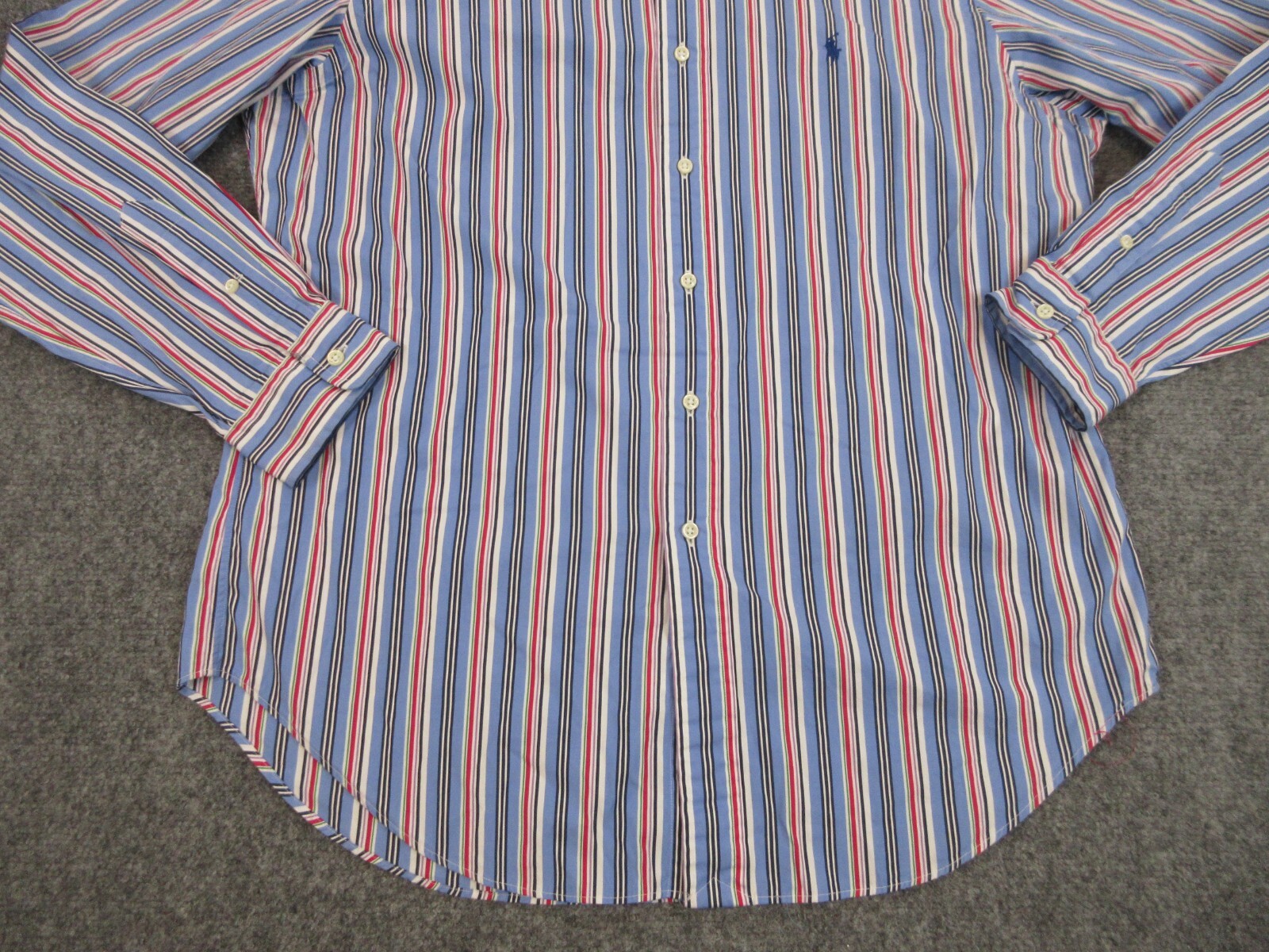Camicia VINTAGE Ralph Lauren uomo grande blu righe bottoni pony logo preppy