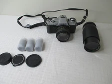 MINOLTA X-370 SLR 35mm Film Camera and Todkina minolta lens flash NOT TESTED