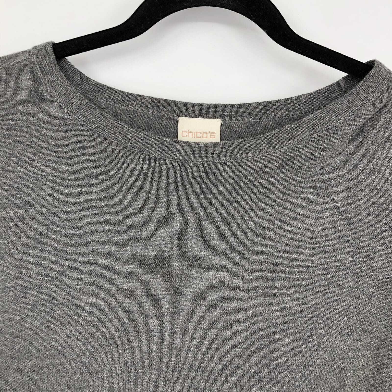 Chico's Gray Basic Round Neck Sweater | Classic C… - image 5