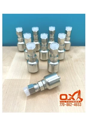 OX HYDRAULICS 10 Parker Style 10643-4-4 Hydraulic Hose Crimp Fittings 1/4” Hose X 1/4” JIC