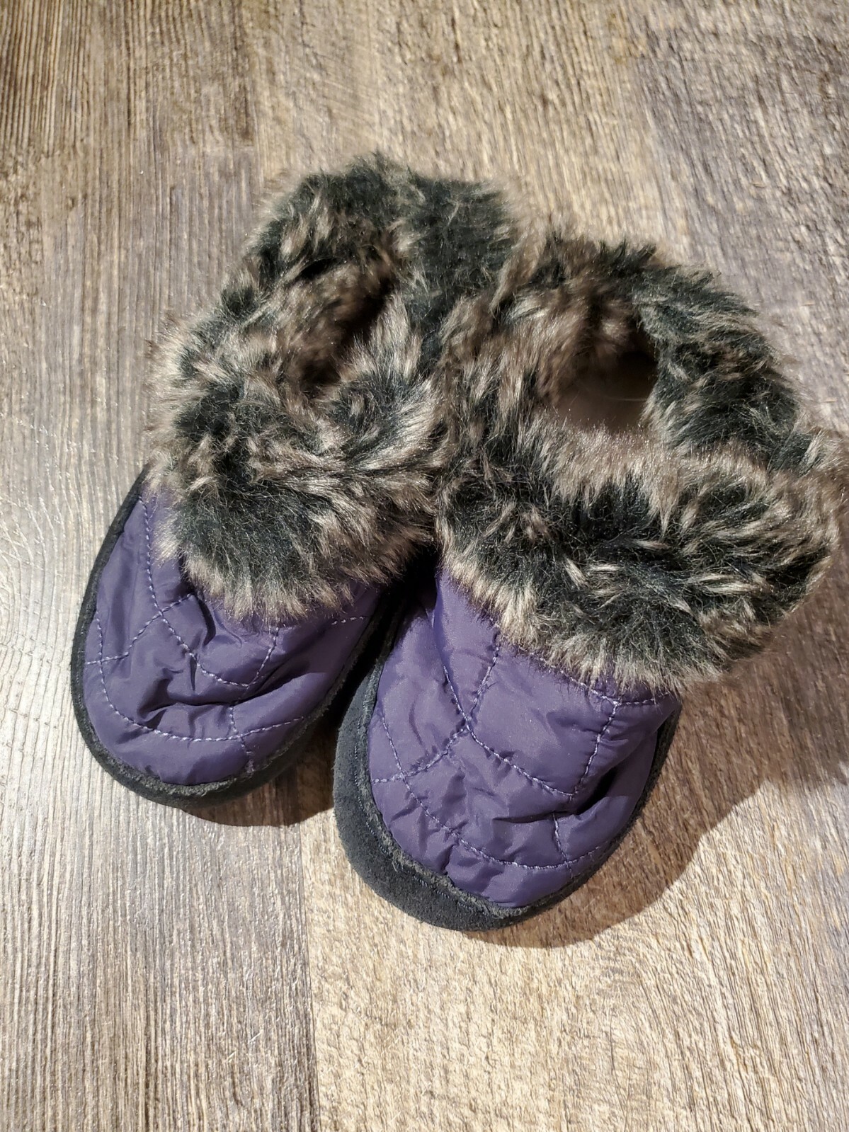 SAOLA Pantofole Land's End suola gomma bordo pelliccia sintetica bambina taglia 10 colore viola