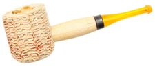 Missouri Meerschaum Mini Miniature Straight Natural Corncob Pipe Amber Stem 5612
