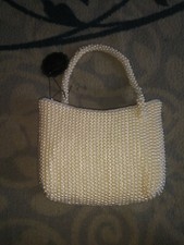 NWT La Regale Pearl Like Accent Beads Dress Evening Wedding CREAM Purse Clutch