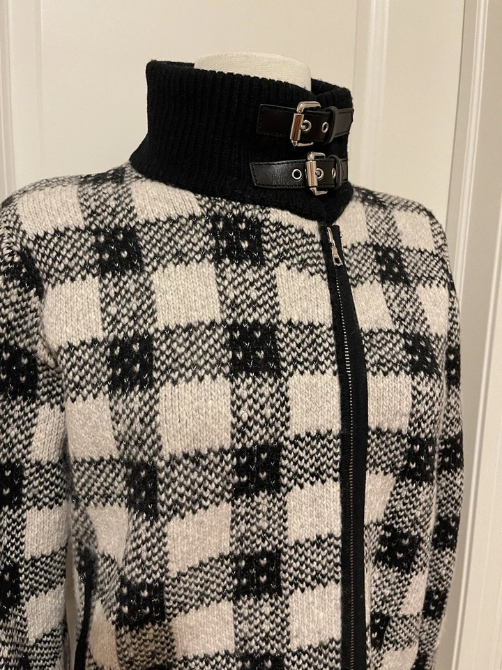 Chaqueta Bomber 3.1 Phillip Lim Negra/Blanca A Cuadros Lana/Cachemira ~ Talla-L ~ INCREÍBLE Foto 3 de 4