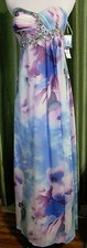 Jump Apparel Floral Chiffon Long Semi-Formal Beaded Strapless Dress 7/8 NWT $219