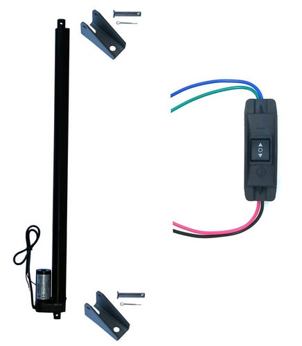 WindyNation 12V Linear Actuator + UP Down Switch + Mounting Brackets 225 lb Lift - Picture 14 of 14