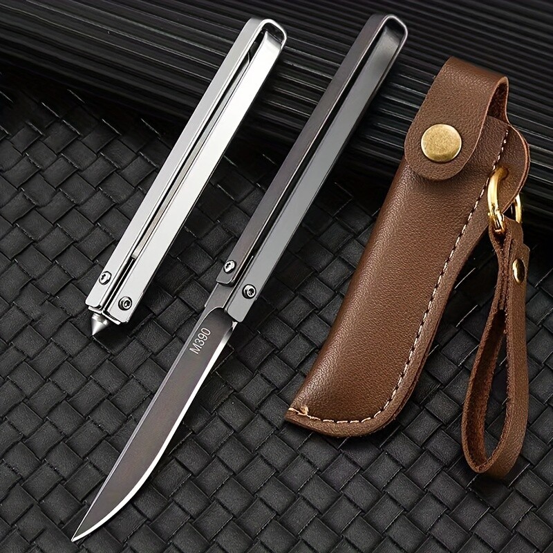 Folding Pocket Knife w Carry Case 7.5in Stainless Steel Rotating Folding Knife