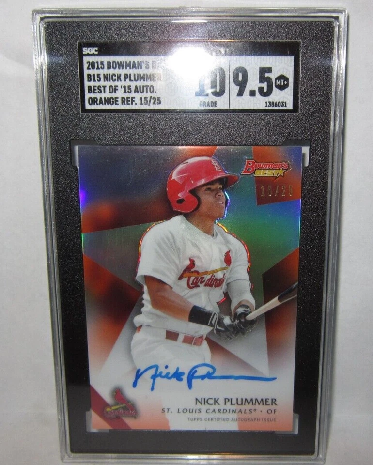 Nick Plummer 2015 Bowman's best Orange REFRACTOR ROOKIE Auto#/25 SGC10!Cardinals - Image 2 of 3