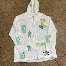 Vintage Play Alegre White Cotton Hand Painted Colorful Jacket Women’s Small Art