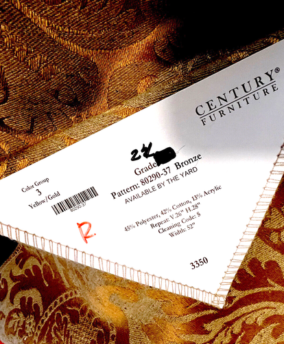 Century Damask Upholstery Fabrics Sample Gold Brown Semi Shiny Elegant 17 x 21" - Picture 7 of 7
