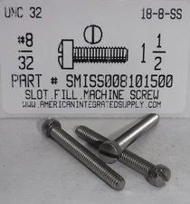 #8-32X1-1/2 Fillister Head Slotted Machine Screws 18-8 Stainless steel (15)