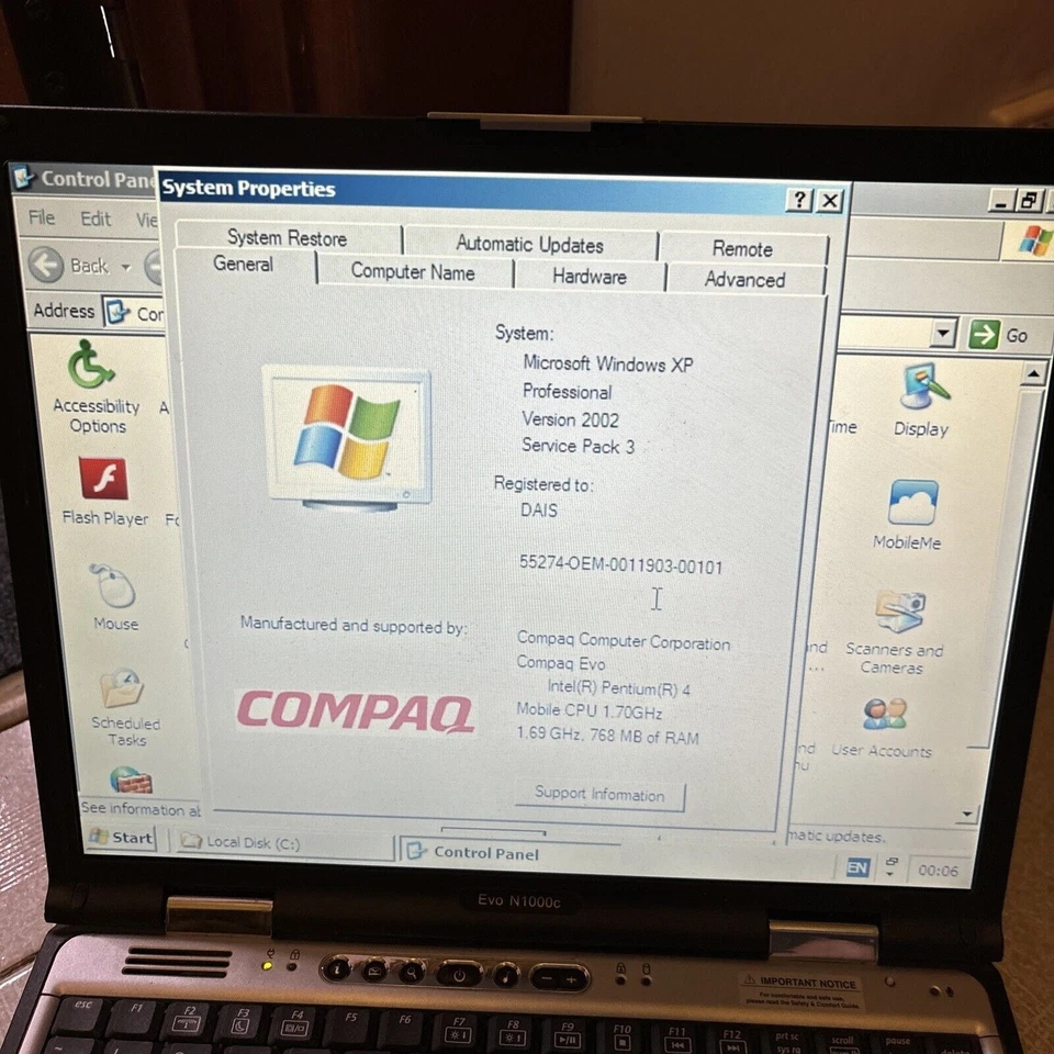 Compaq Evo N1000C 30gb HDD 768mb RAM 3.5" Floppy CD Drive *For Parts Or Repair* - Image 3 of 4