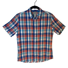 L.L.BEAN Men's SHORT Sleeve PLAID MULTI- Color Shirt Size MEDIUM