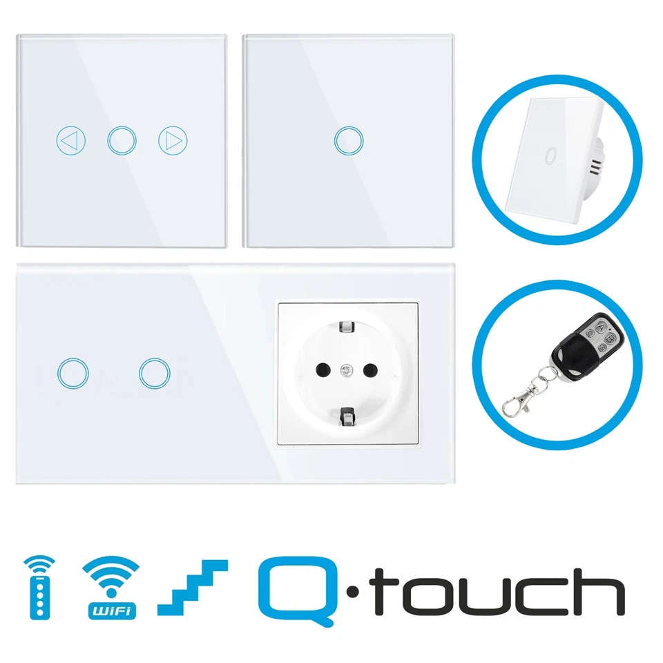 ADELID ® Glas Touch Schalter Wechselschalter Kreuzschalter Dimmer Wi-Fi Schuko Steckdose