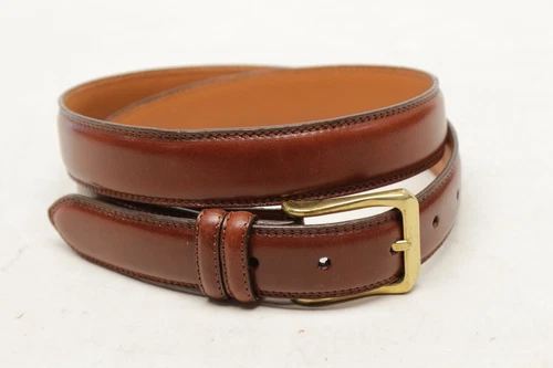 NEW Mens Dress Belt 34 Rich Brown Leather Strap Removable Brass Buckle