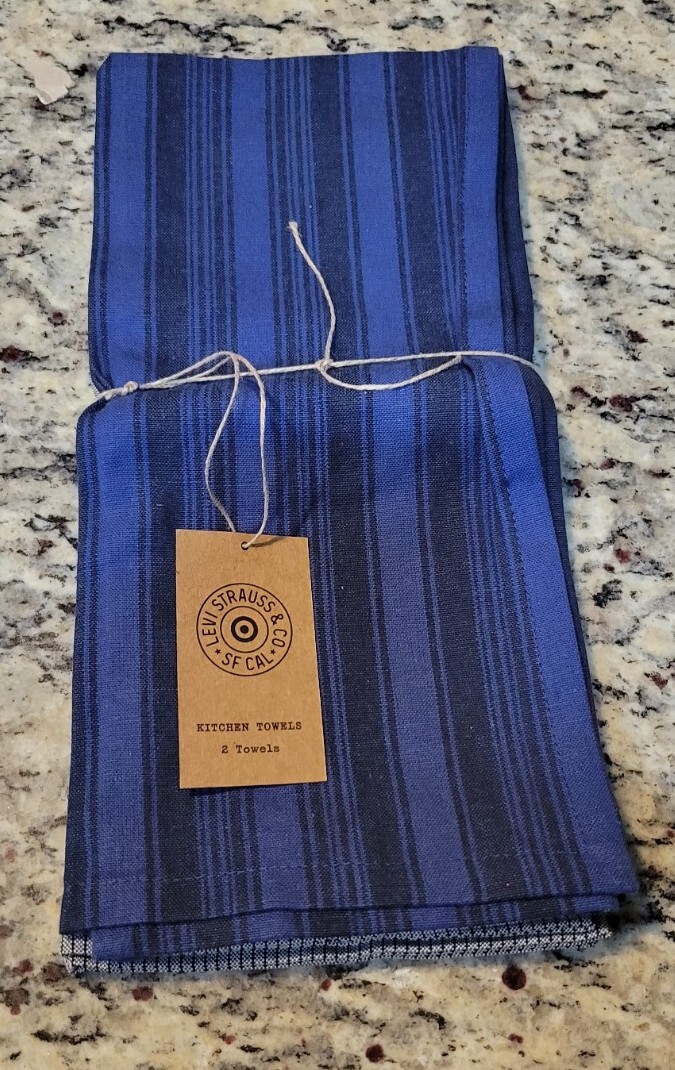 Levi's x Target Striped Cotton Kitchen Towel Set Blue Grey 2Pack 18"x28"