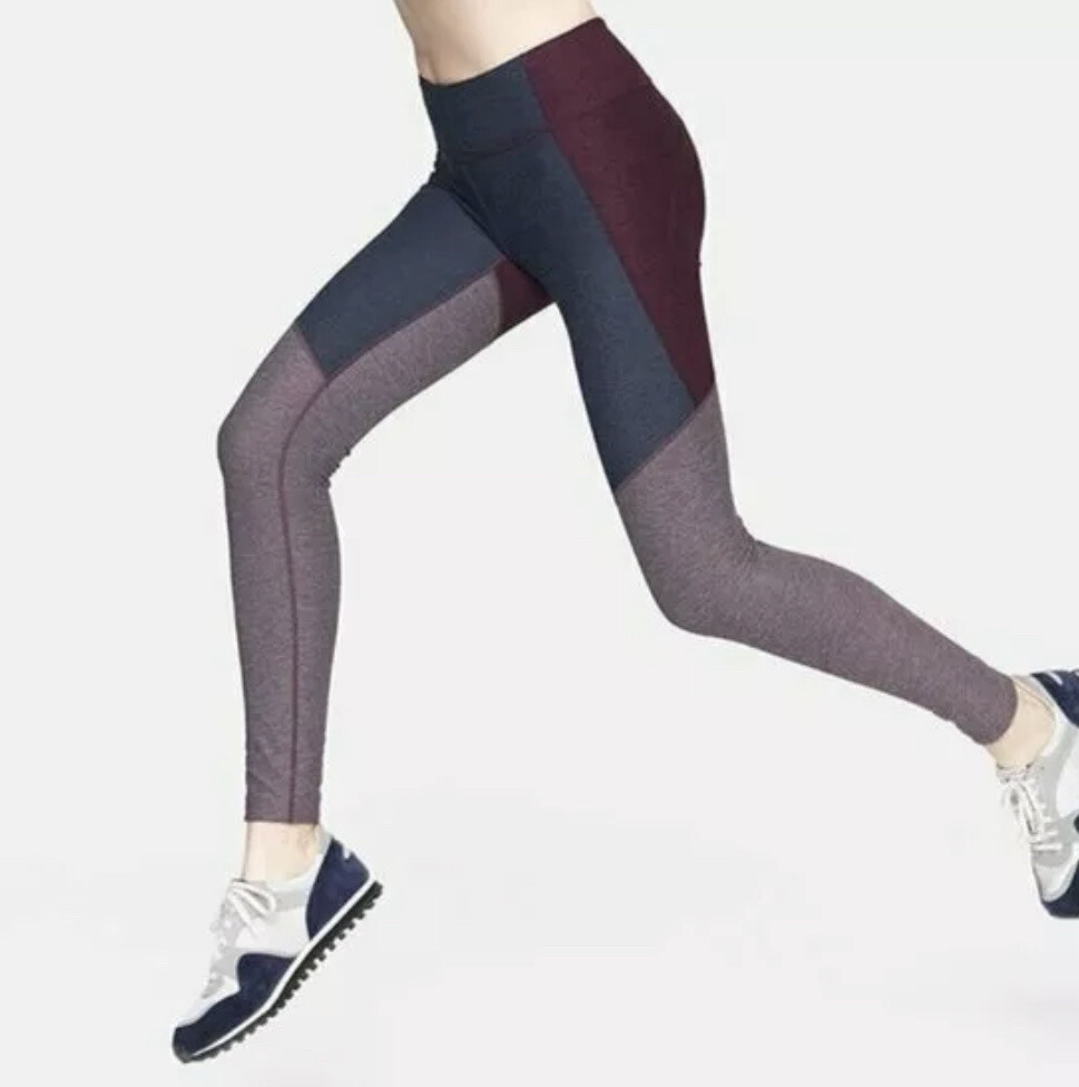 Outdoor Voices Tri-Tone Leggings Womens XS Colorblock 7/8 Navy Maroon