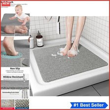 Non Slip Shower Mat 24x24 Grey Textured Surface No Suction Cups Quick Drying