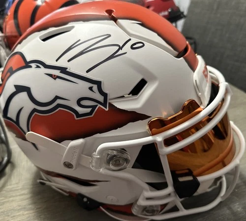 Bo Nix Signed Ripped Painted Full Size Speedflex W/Visor Beckett COA