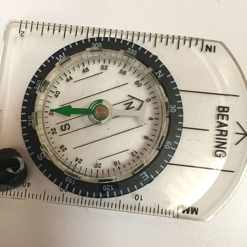 Outdoor Camping Hiking Compass Map Ruler Transparent Plastic Compass ...