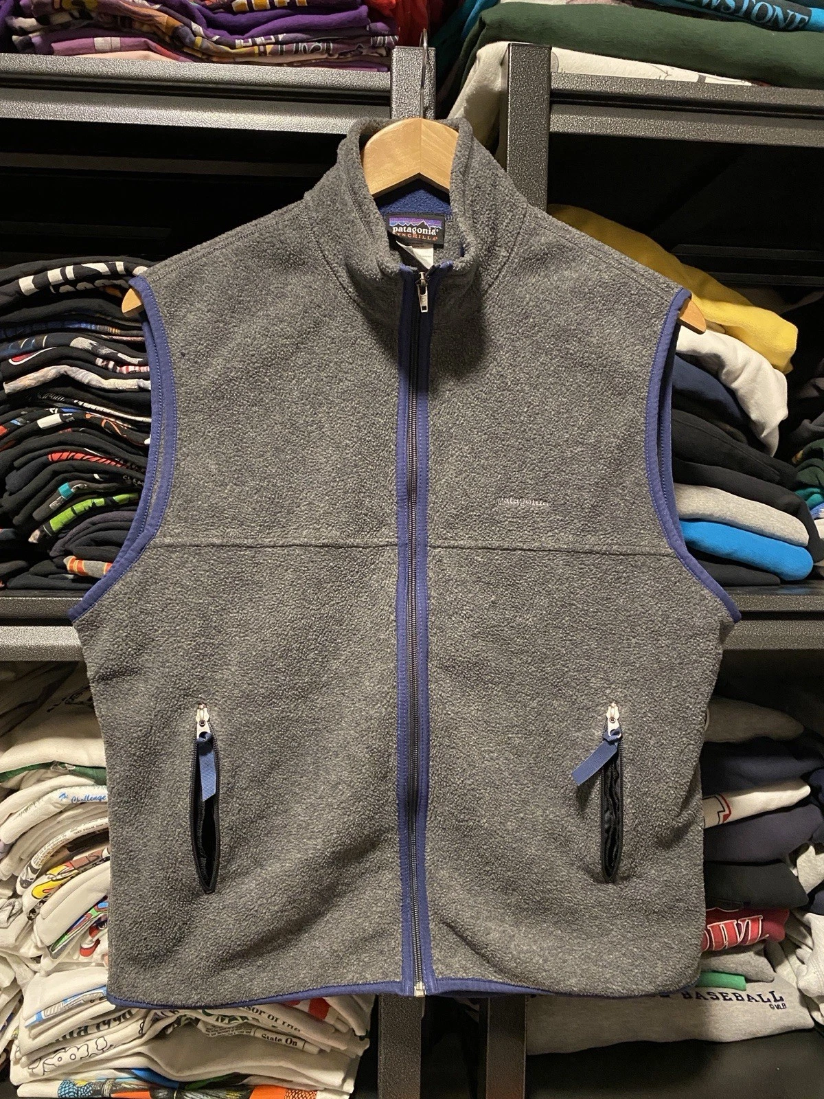 Vintage 2005 Patagonia Synchilla Vest Mens Large Fleece Full Zip Gray 25182