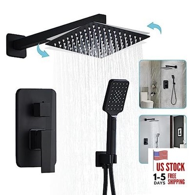 8 Inch Shower System with Tub Spout Shower Black 8 inches - single function