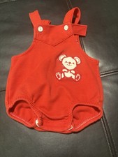 Vintage Carters Unisex Baby Summer Bubble Romper Red Bear Cub Size 6 months