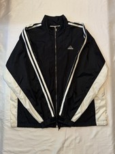 Vintage Adidas Men  s L Black White 3 Stripe Windbreaker Track Jacket Y2K