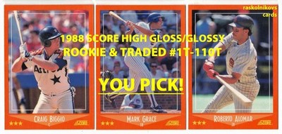 1988 Score HIGH GLOSS/GLOSSY Rookie & Traded #U1-U110 Buy More & Save YOU PICK!