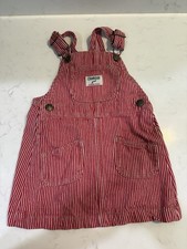 Vintage Oshkosh B  gosh Girls Red Striped Dress Jumper Size 4 Light Stains PICS