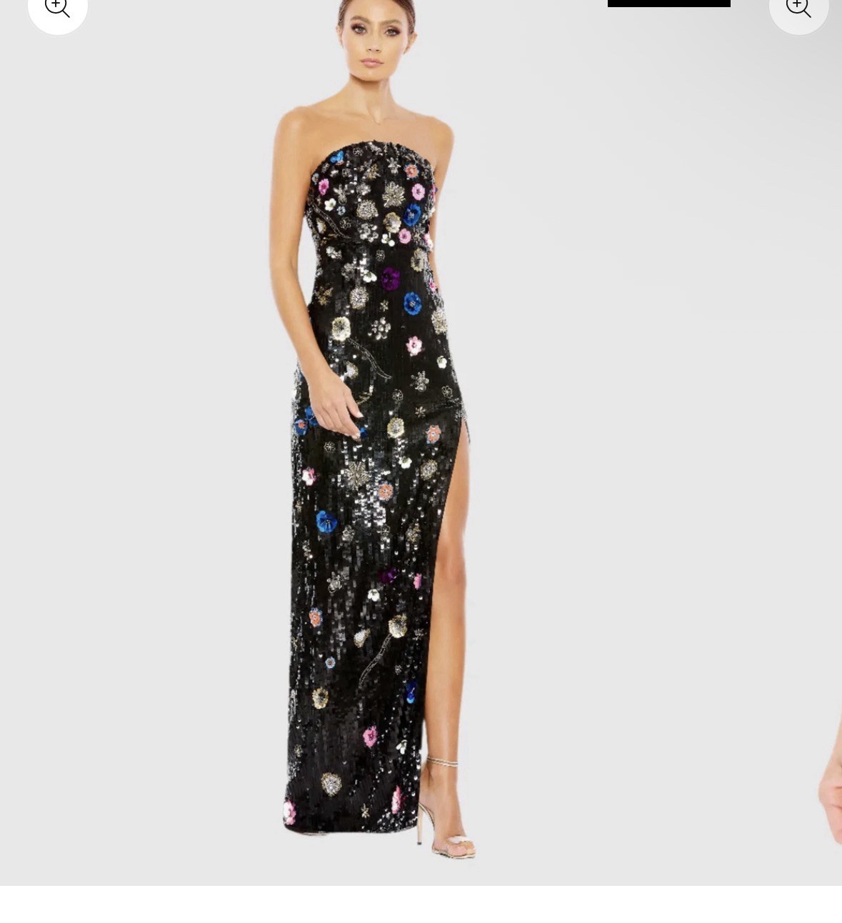 Mac Duggal Black Floral Sequined Strapless Column Gown 93695 Women’s Sz 8