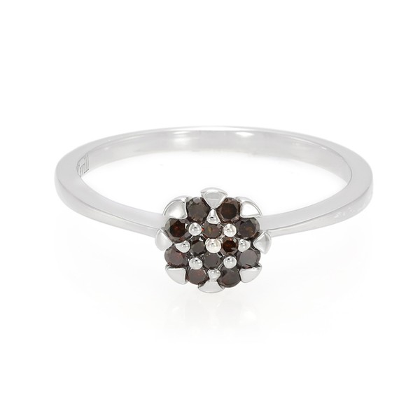 Cavill Damen Ring 925 Silber Platin Brillant 0,22Ct BlüTenmotiv Rund--image