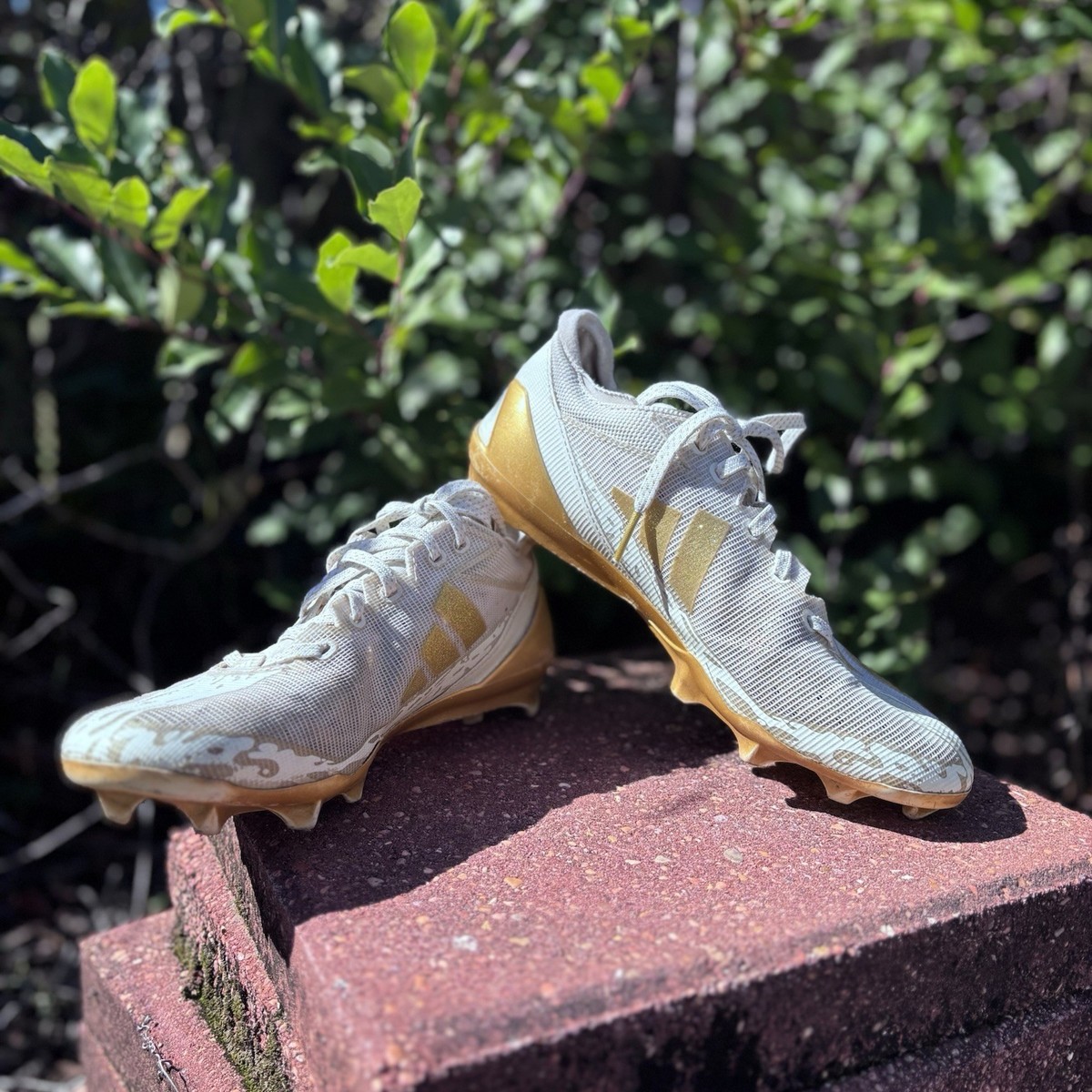 Adidas Adizero Electric White Gold Metallic Men\'s Cleats Sz 9.5 Shoes JH6254 Adidas Adizero Electric White Gold Metallic Cleats Men main image 2