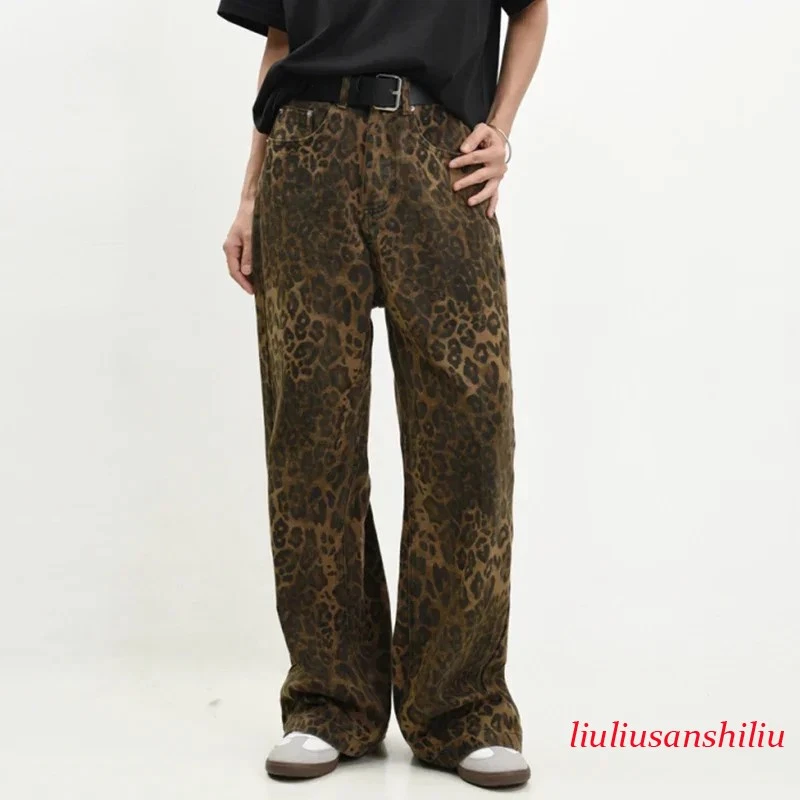 Men Fashion Leopard Graphic Trousers Hip Male Loose Straight Leg Party Pants
Opens in a new window o