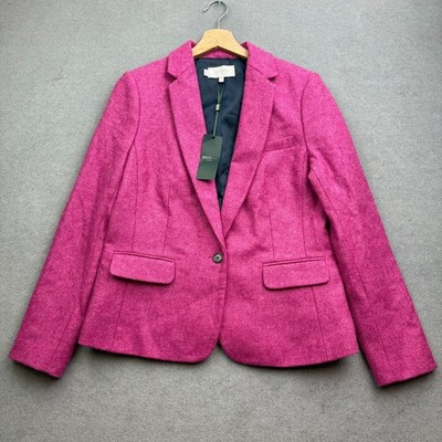 HOBBS MOON Tweed Sakko UK 14 Rosa Hackness Wolle Tailored Hacking Blake Preppy