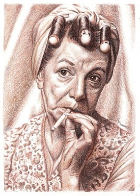 Original A3 Zeichnung von Hilda Ogden, Krönungsstraße. Einzelstück Original