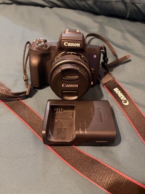 Canon EOS M50 Mirrorless Digital Camera Black with Lens Battery Charger