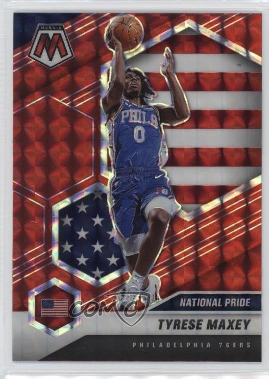 2020-21 Panini Mosaic National Pride Red Mosaic Prizm Tyrese Maxey #259 1rc1