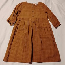 Hayden Girls Chocolate Brown Dress Size Large 3/4 Sleeves Lined 100 Cotton