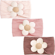 3pcs Baby Flower Headbands Baby Girls Nylon Headbands Baby Essentials Headbands