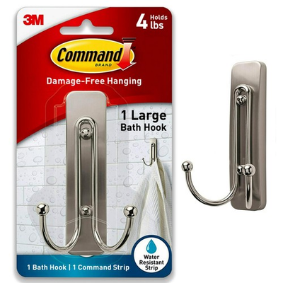 #ad #ad Command Large Double Bathroom Wall Hook Damage Free Large Satin Nickel $10.99