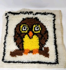 Vintage Rug Squares OWL Latch Hook Rug Wall Hanging Pillow Make It What You Want
