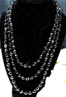 VINTAGE VERY LONG BEAUITUFL OPERA NECKLACE 1950s FACETED ONYX BEADS — photo 2