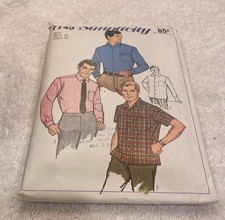 1960s Simplicity 7745 Pattern, Men's Tapered Sport Shirt Neck: 16  C: 42  Cut