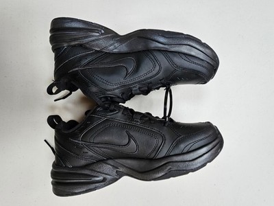 Nike Air Monarch IV Sneaker UK 6 Triple Schwarz Leder Fitnessschuhe Neu